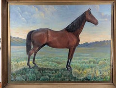Ritratto di cavallo folkloristico, olio su tavola, firmato Metà secolo