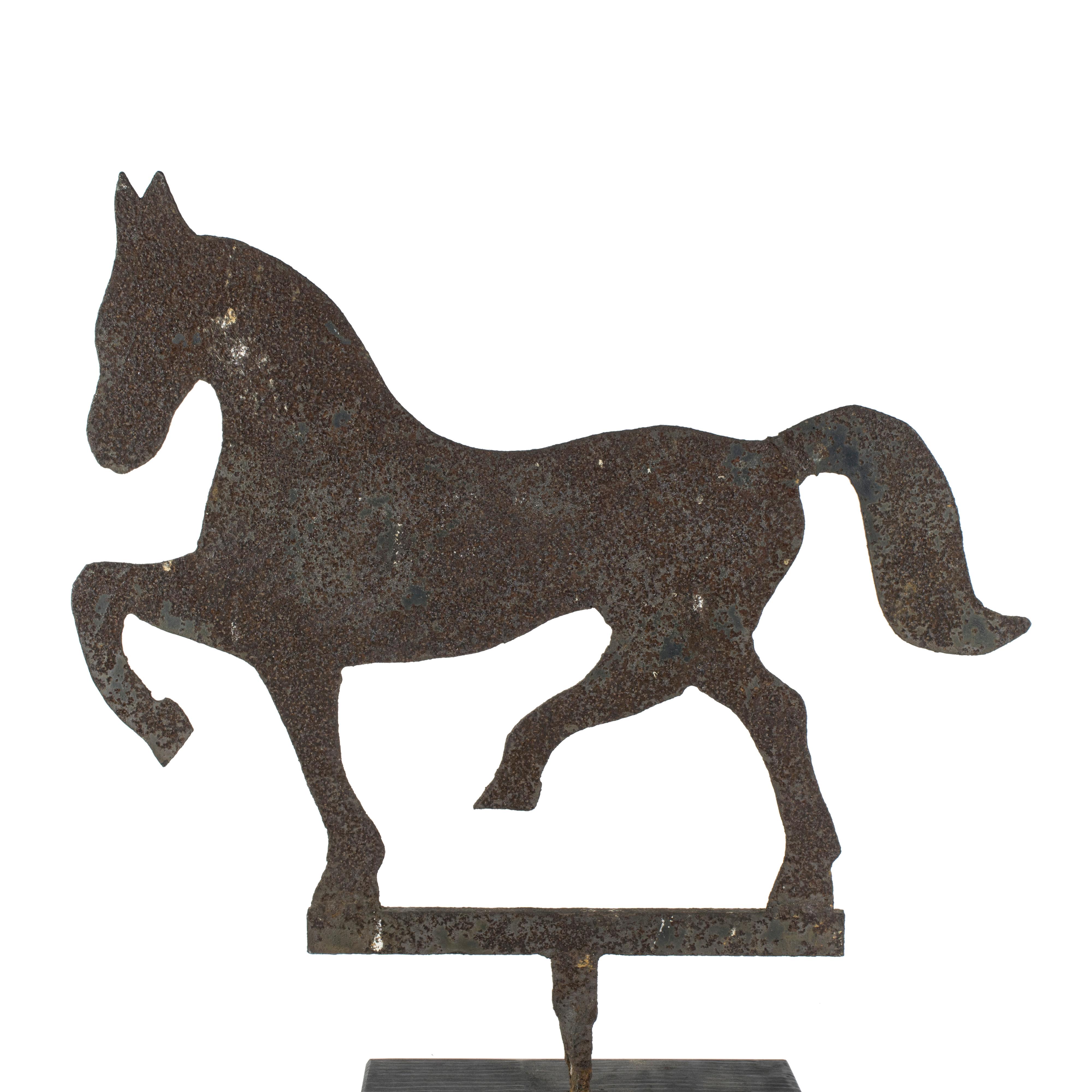American horse silhouette Folk Art stabile sign from the early 20th century. Sheet iron cutout of a prancing horse. Not sure of use, we think stabile sign.

Period: First quarter 20th century
Origin: US
Size: 24