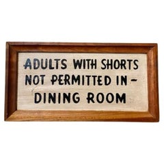 Antique Folk Art Hotel Dress Code Sign, circa 1950