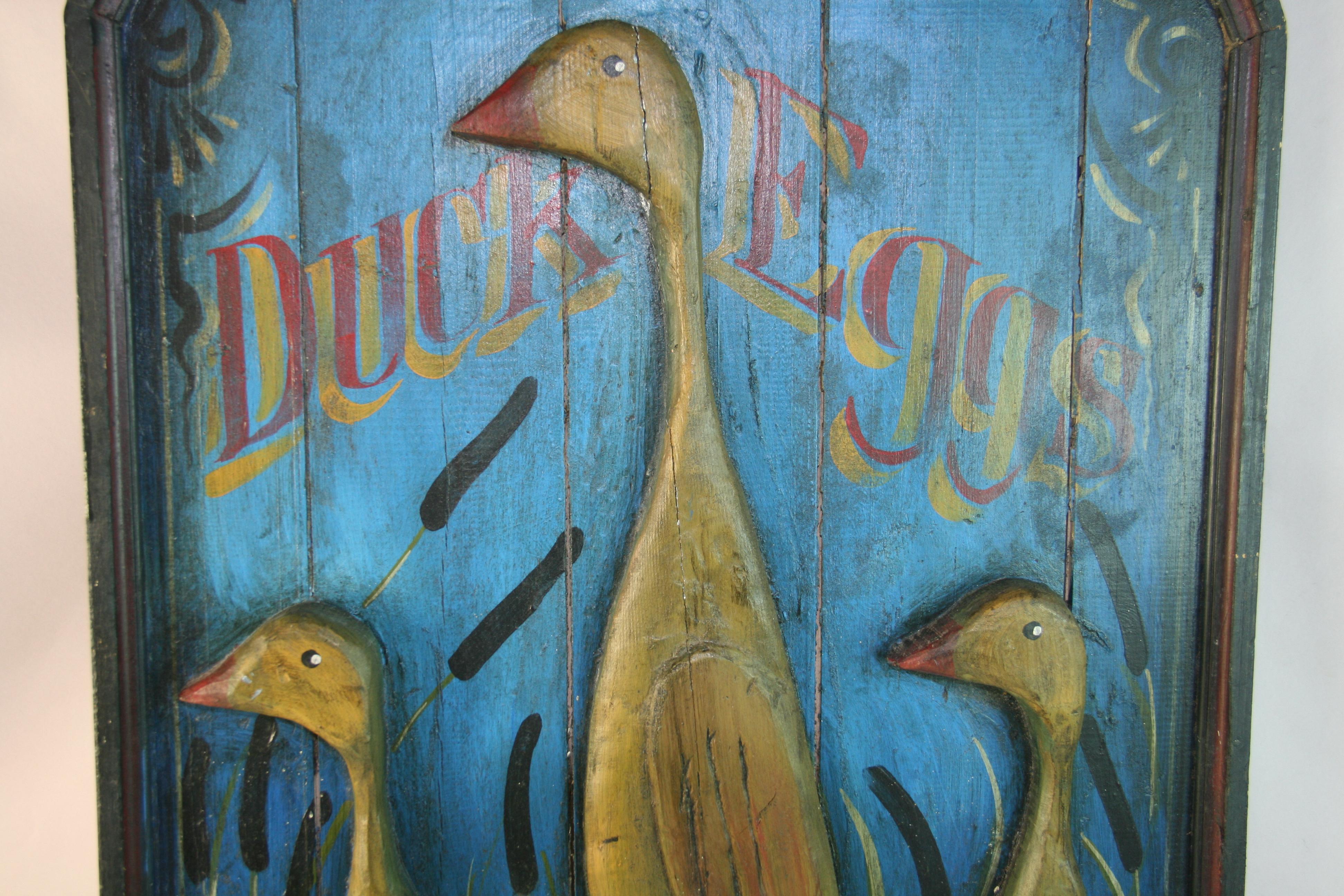 Legno massiccio Insegna folkloristica della fattoria delle uova d'anatra del fiume Indiano in vendita