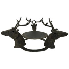 Folk Art Iron Stand with Three Deer or Stag Heads