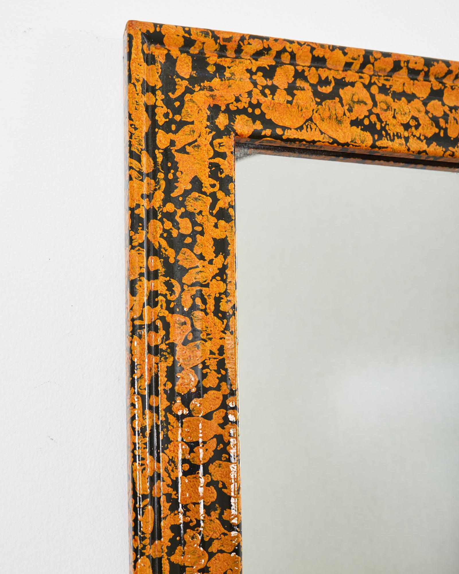 Folk Art Lacquer Speckled Mirror by Artist Ira Yeager In Good Condition For Sale In Rio Vista, CA