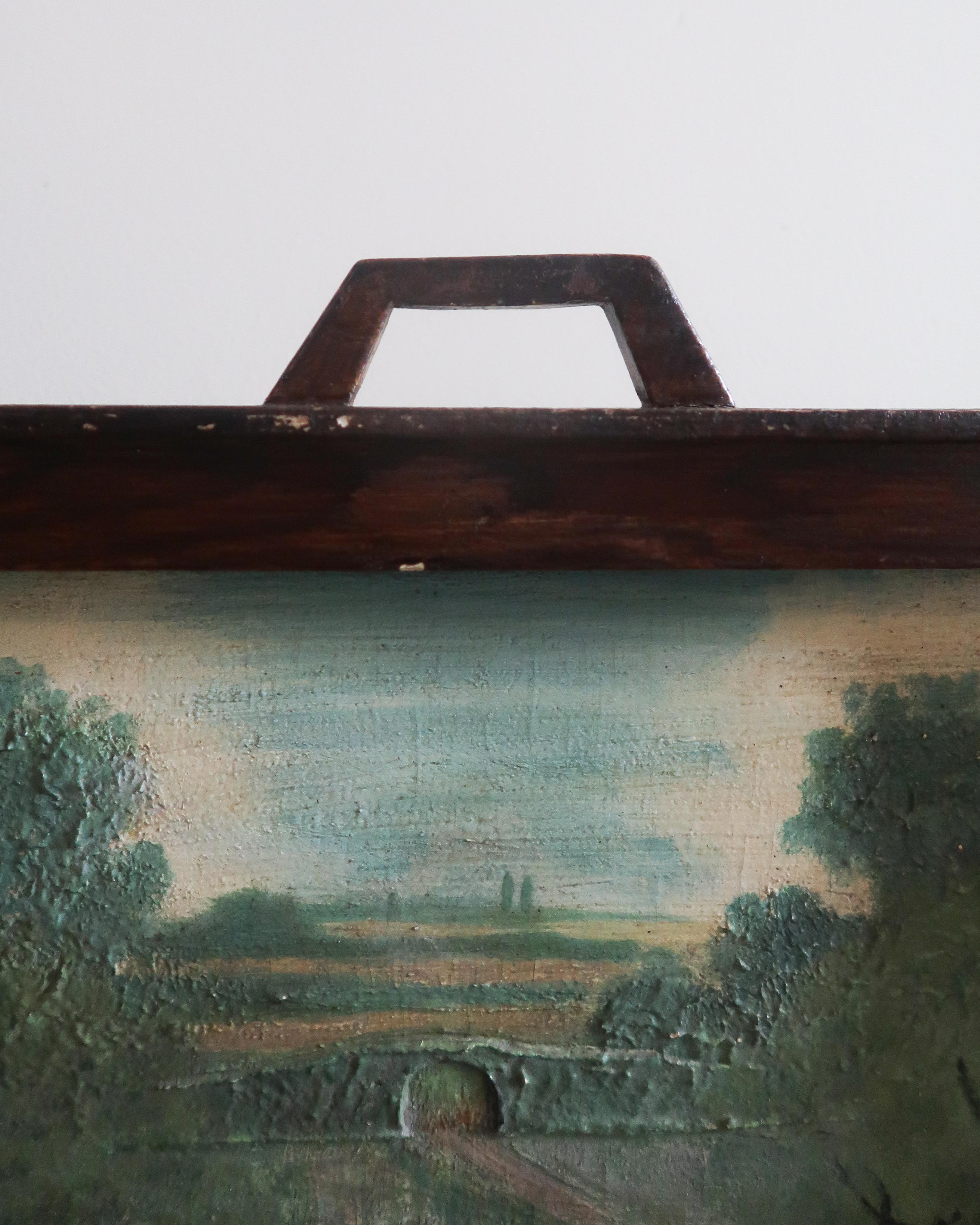 Folk Art Landscape Fire Screen For Sale 7