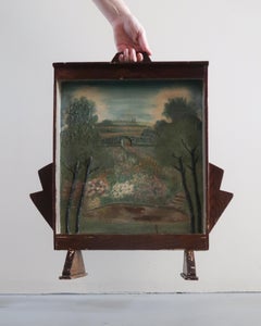 Folk Art Landscape Fire Screen