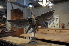 Folk Art Large Turning Dragon Metal Sculpture, circa 1960