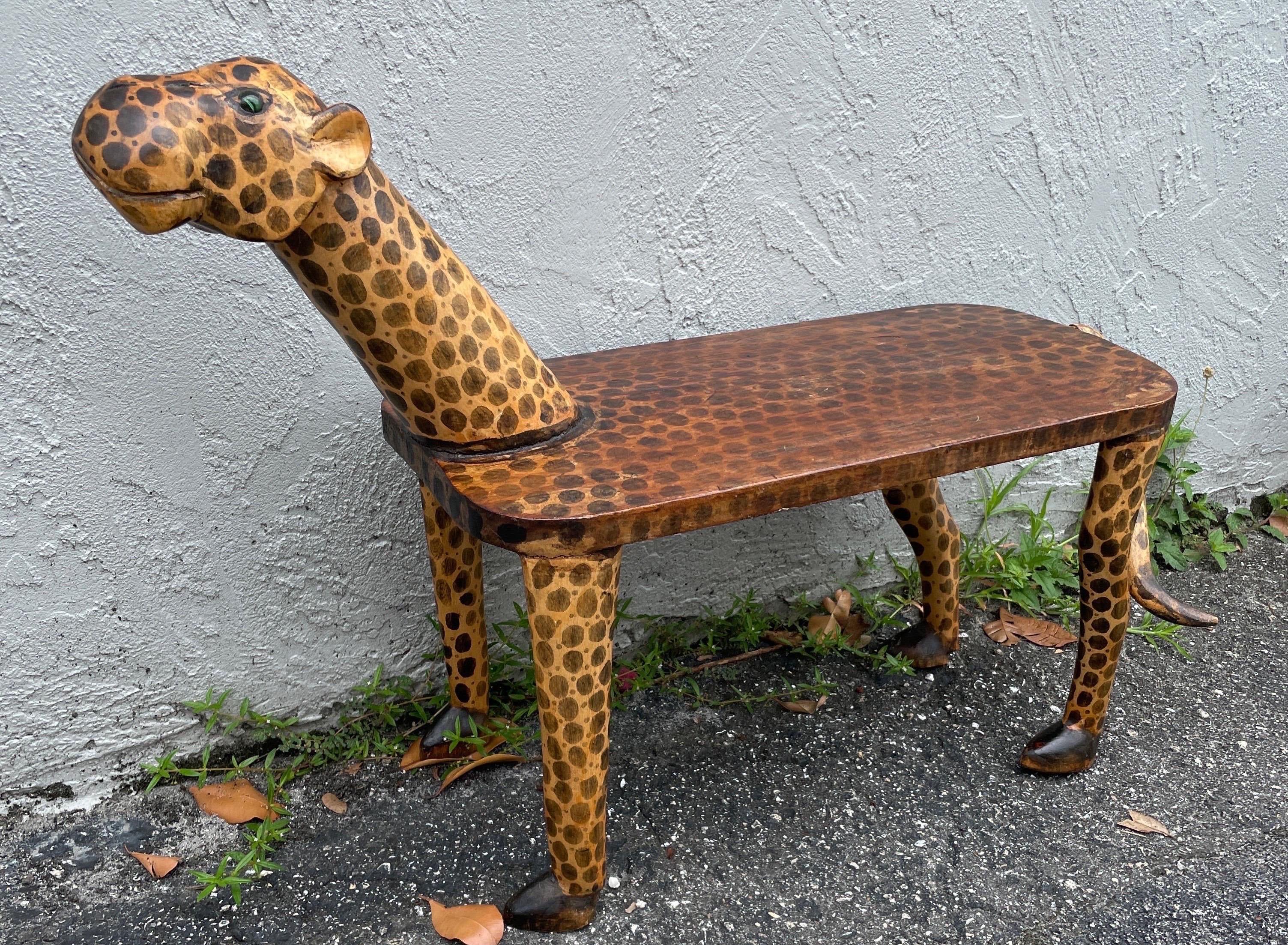 Banc léopard d'artisanat Bon état - En vente à West Palm Beach, FL
