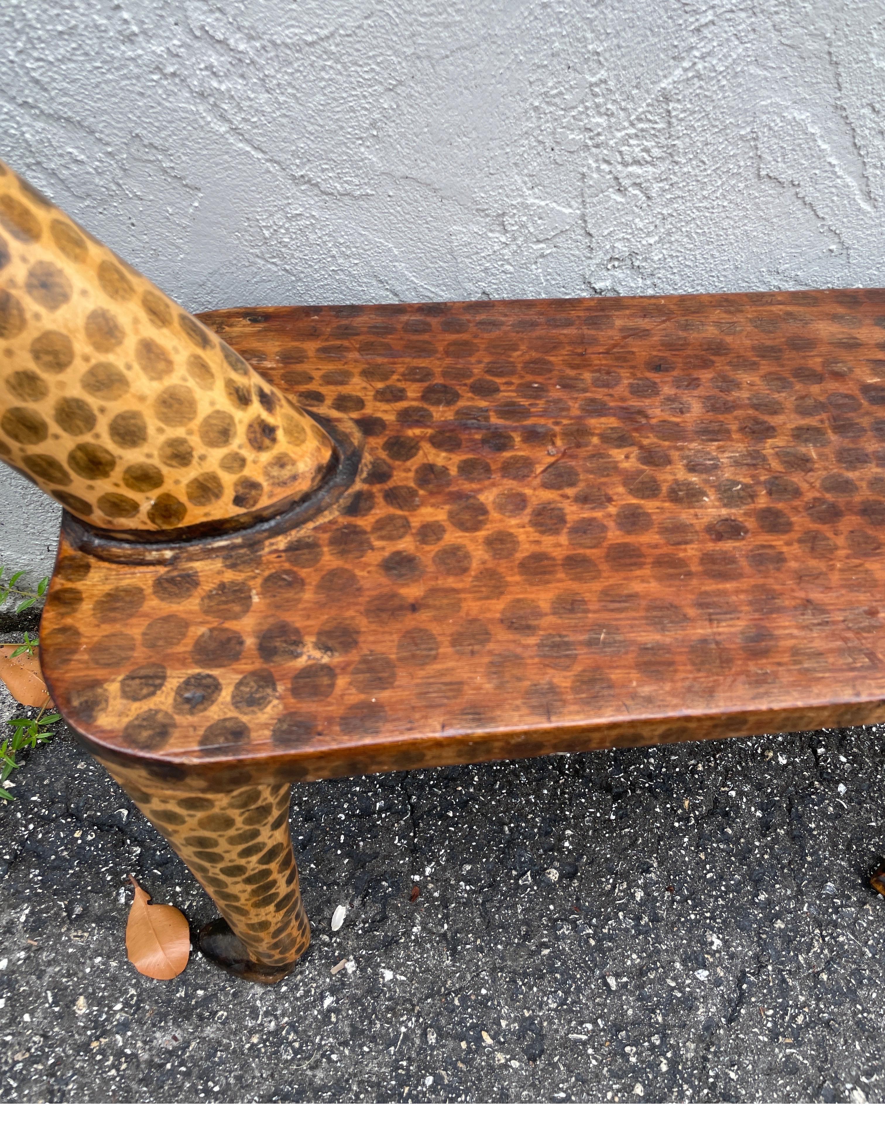 20th Century Folk Art Leopard Bench For Sale