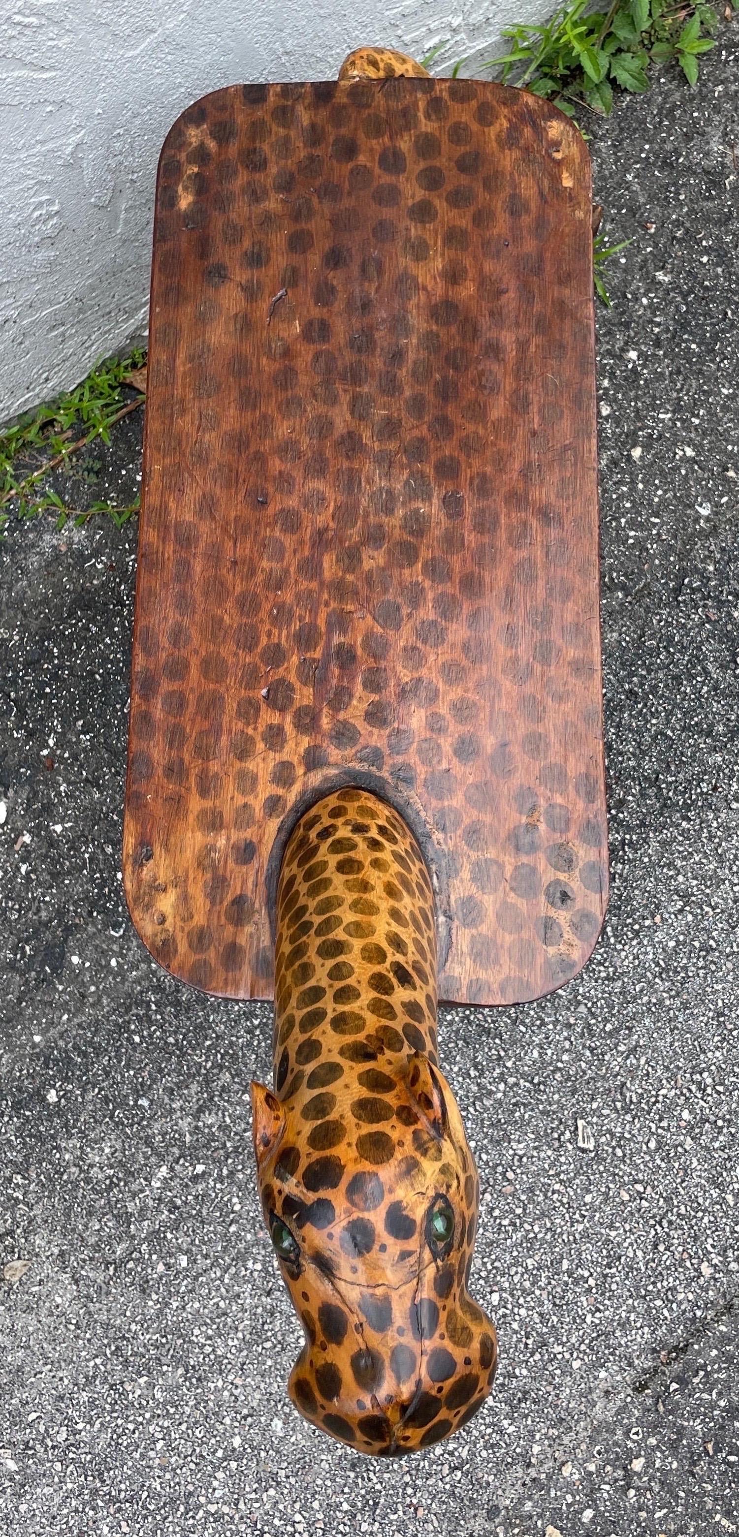Folk Art Leopard Bench For Sale 1