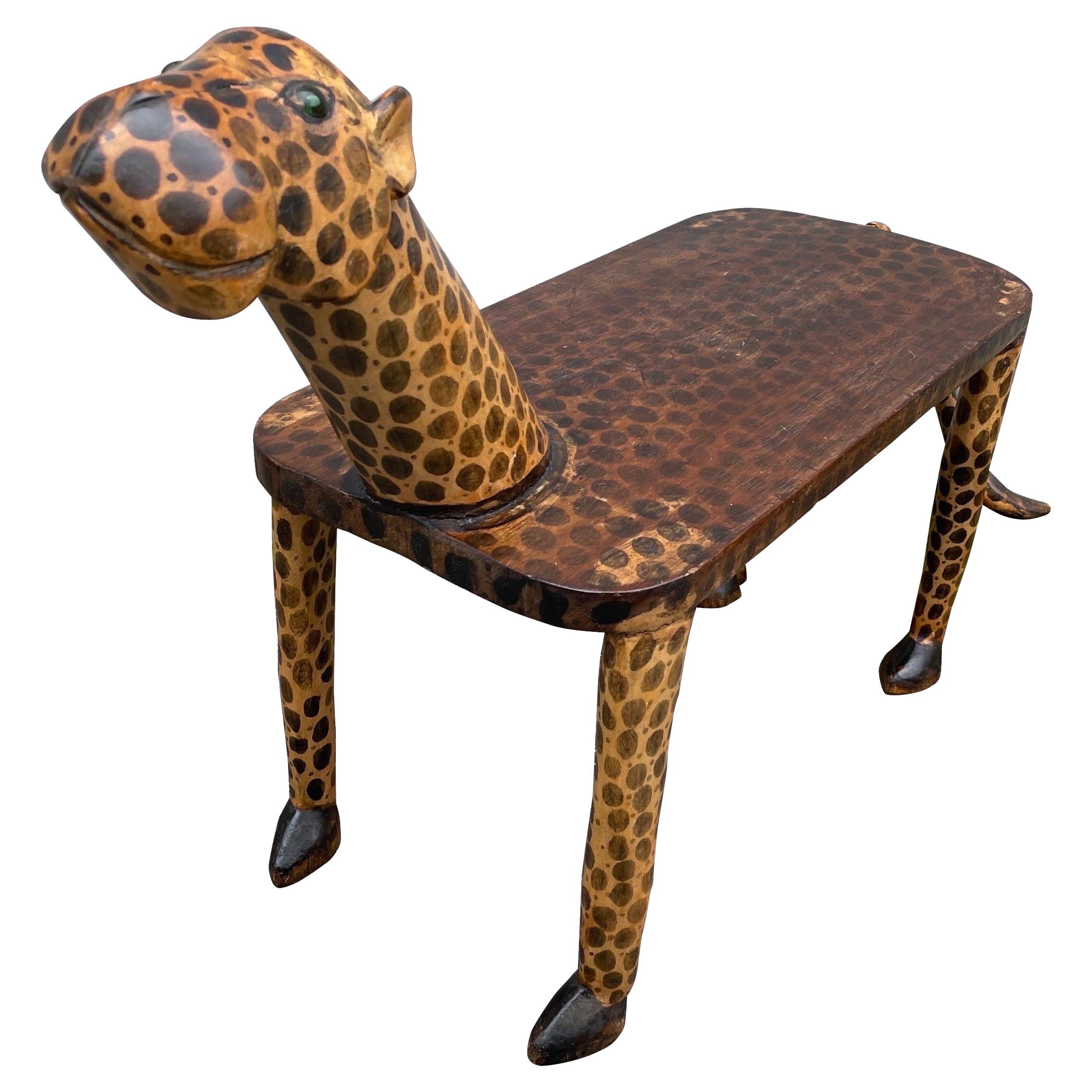 Folk Art Leopard Bench For Sale