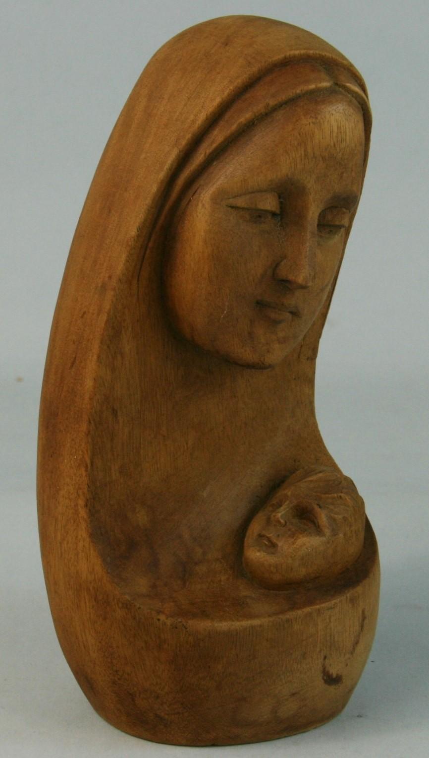 3-656 Italian hand carved wood Madonna and child.