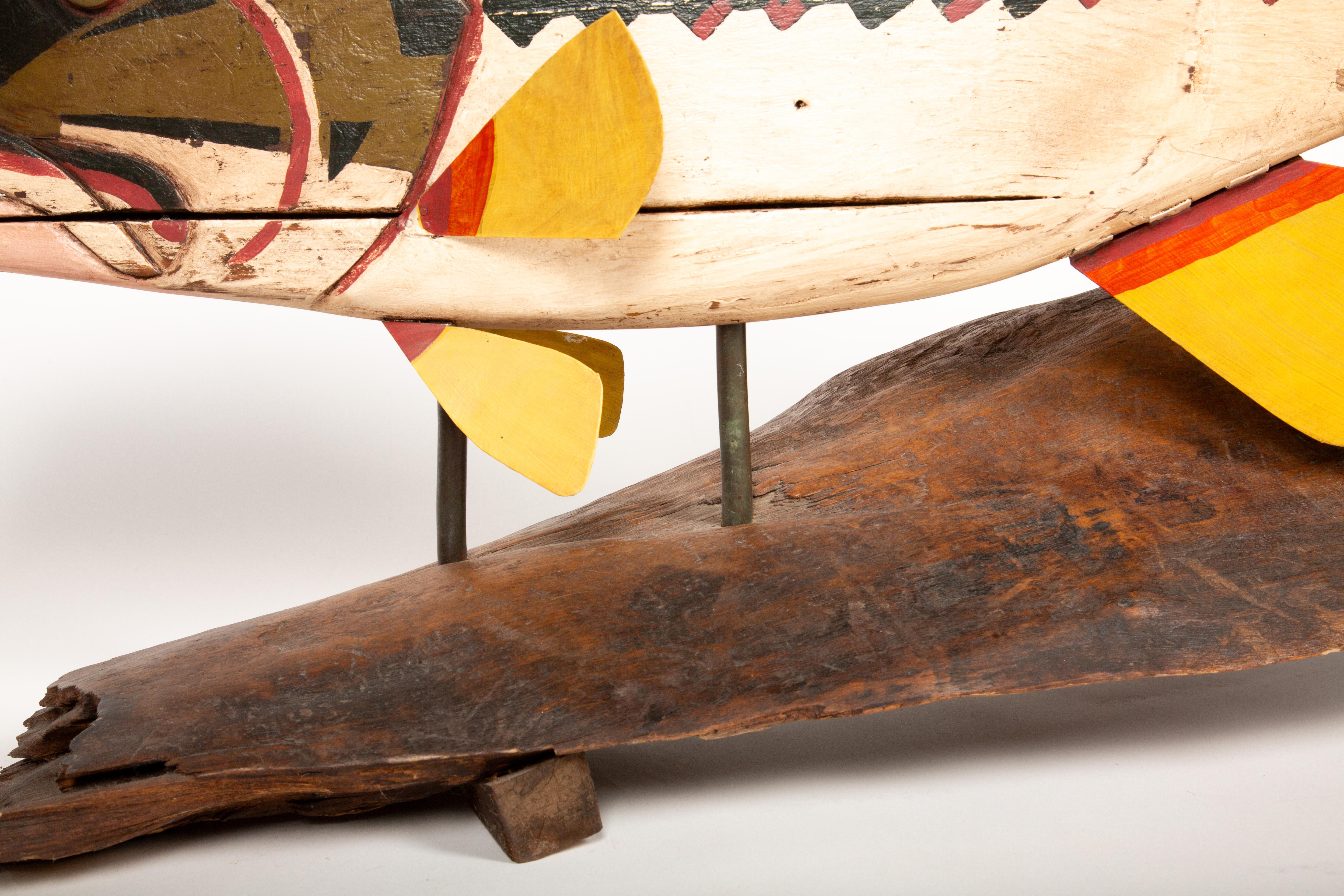 20th Century Folk Art Mastery: Jeff Raymond’s Hand-Carved Bass on Driftwood Stand 38
