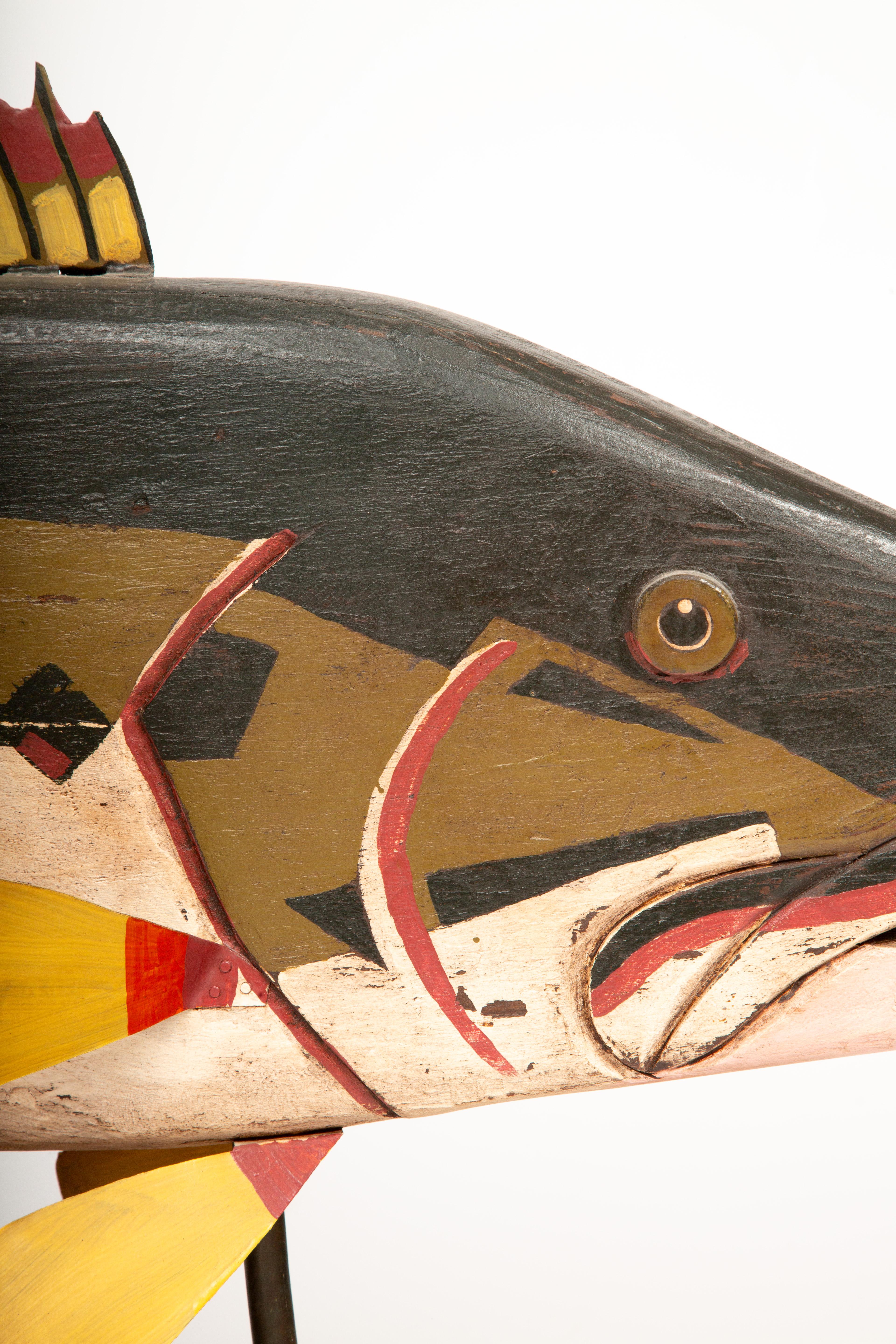 Folk Art Mastery: Jeff Raymond’s Hand-Carved Bass on Driftwood Stand 38