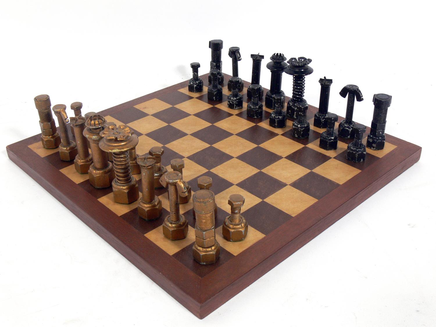 American Folk Art Mechanic's Chess Set