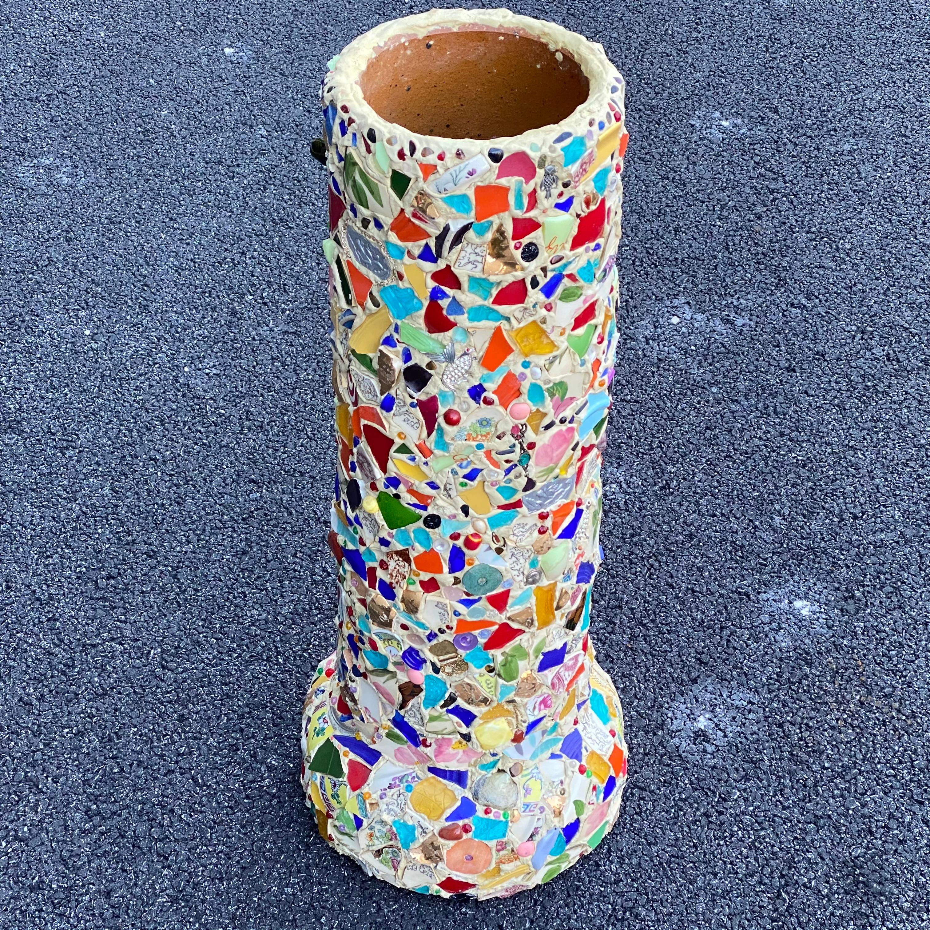 Paragüero o bastonero de mosaico con memoria de arte popular Hecho a mano en venta
