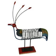 Folk Art Metal Bird Sculpture