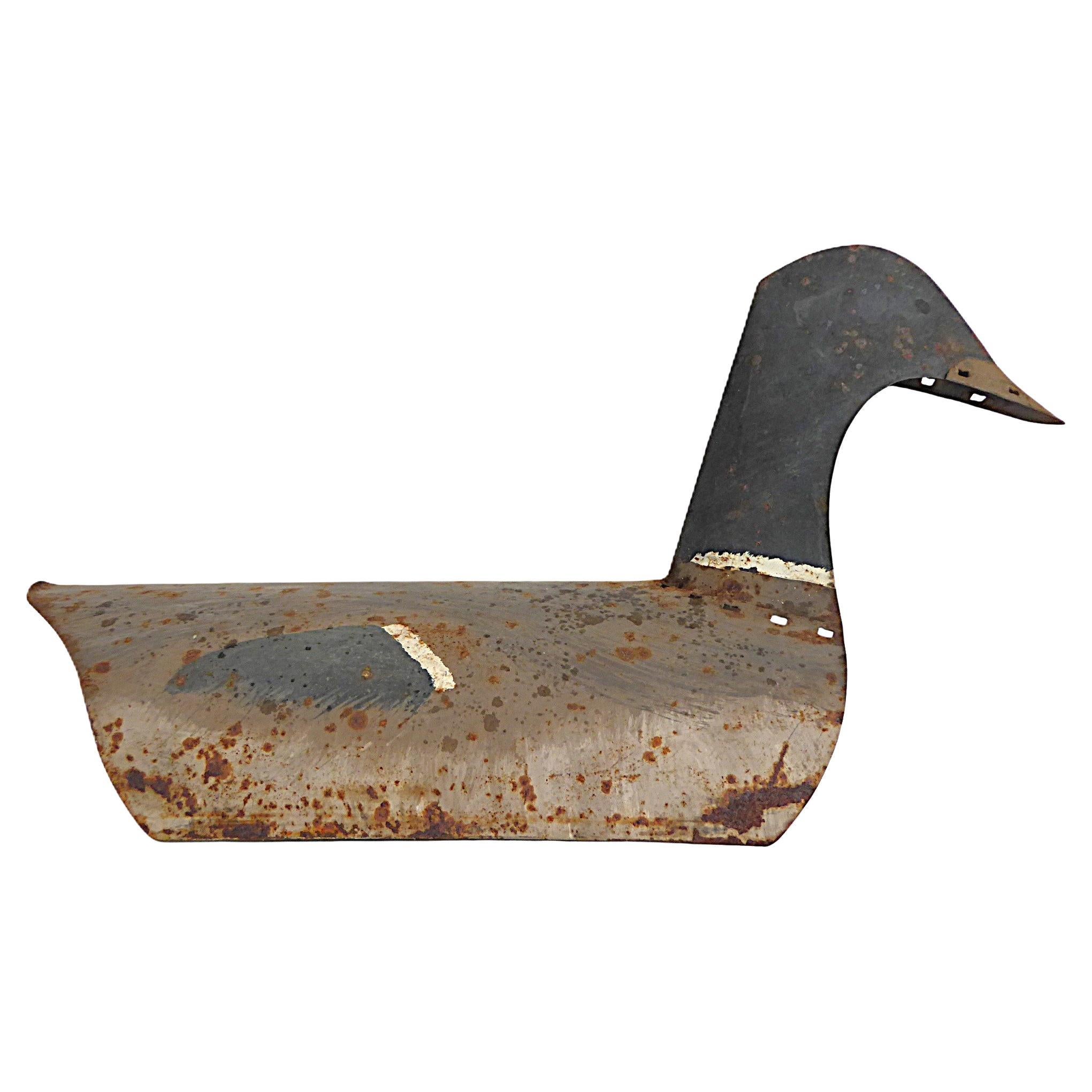 Folk Art Metal Mallard Duck Decoy finales de los años 50