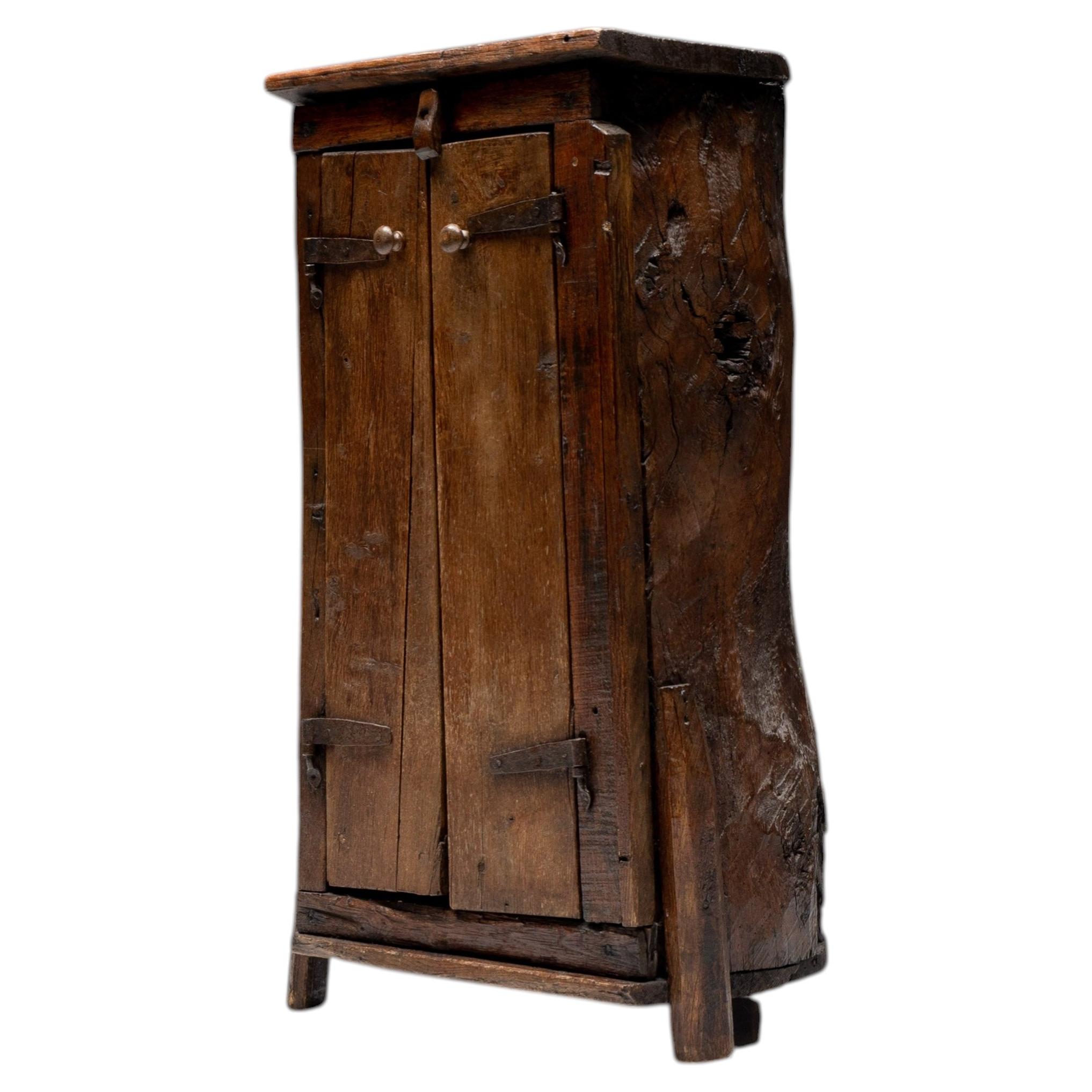 Folk Art Monoxylite Cabinet, Denmark, 19th Century