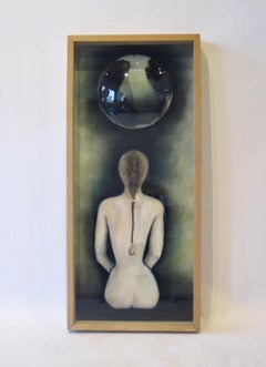 Folk Art Nude Female Figure Shadow Box Painting