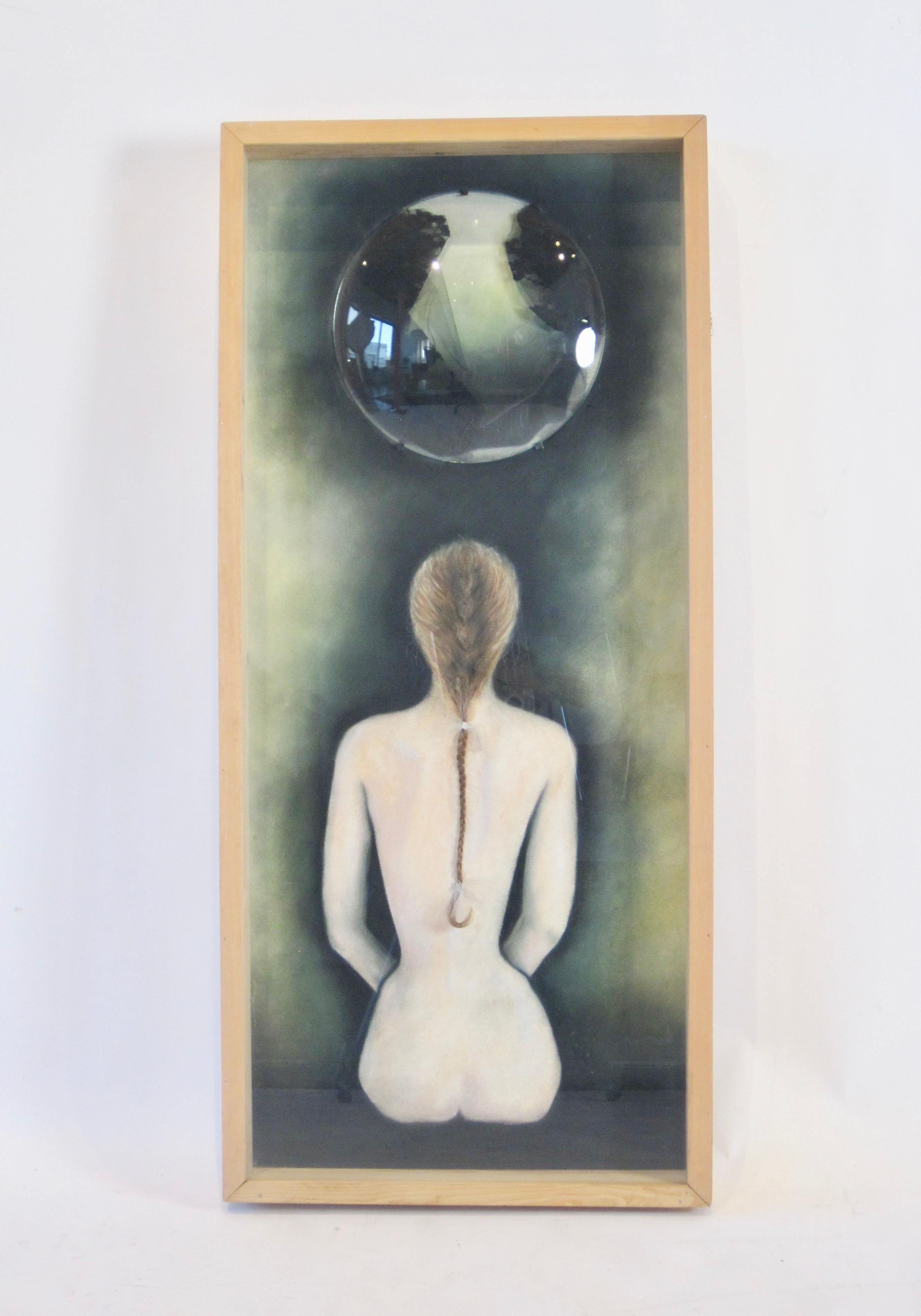 Renaissance Folk Art Nude Female Figure Shadow Box Painting For Sale