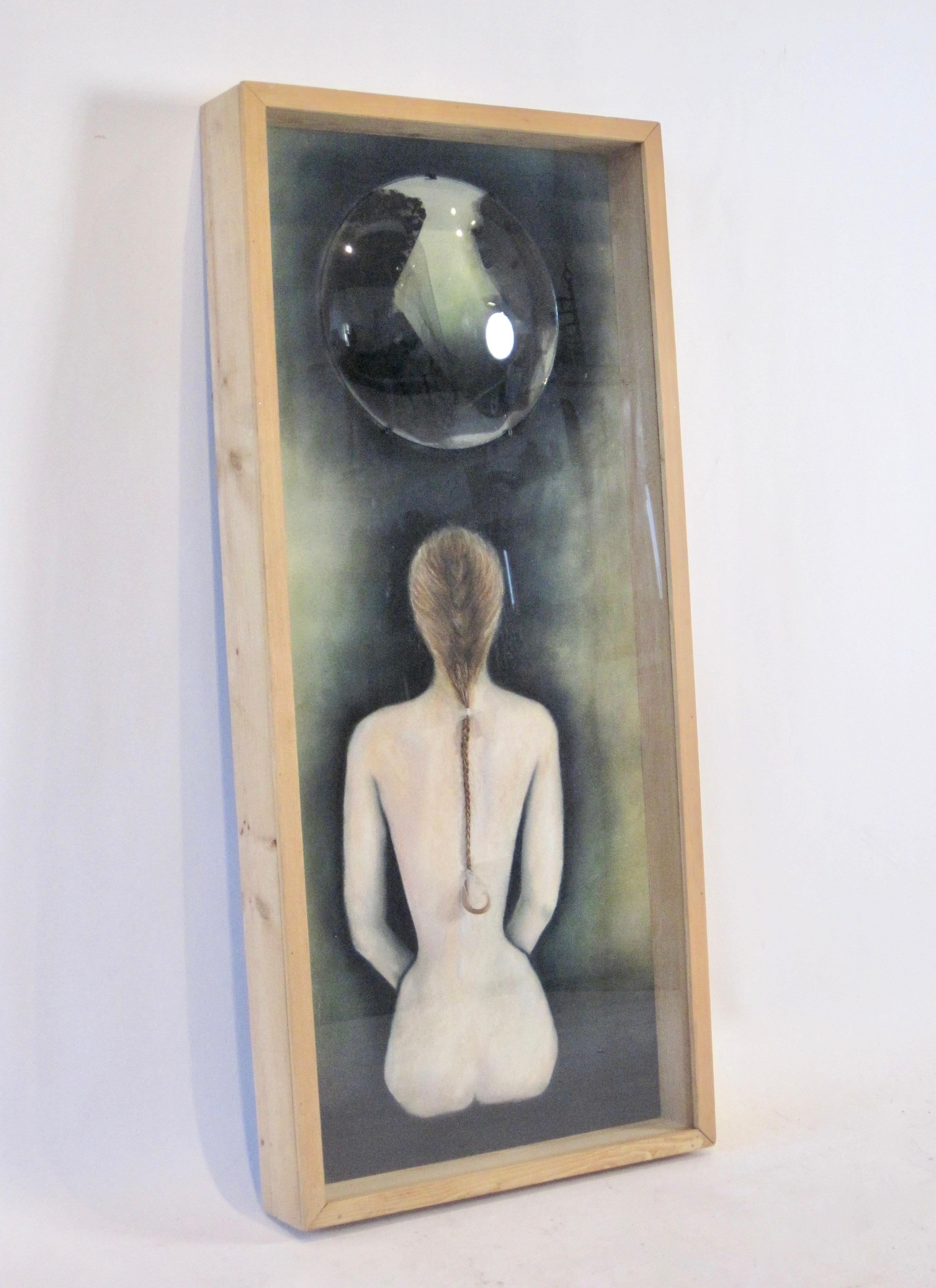 American Folk Art Nude Female Figure Shadow Box Painting For Sale