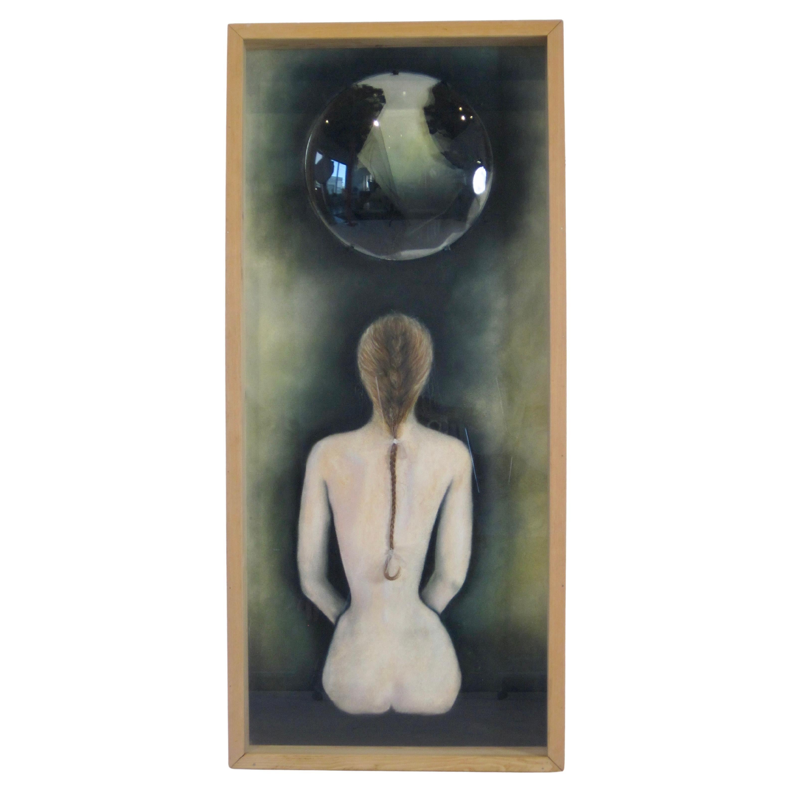 Folk Art Nude Female Figure Shadow Box Painting