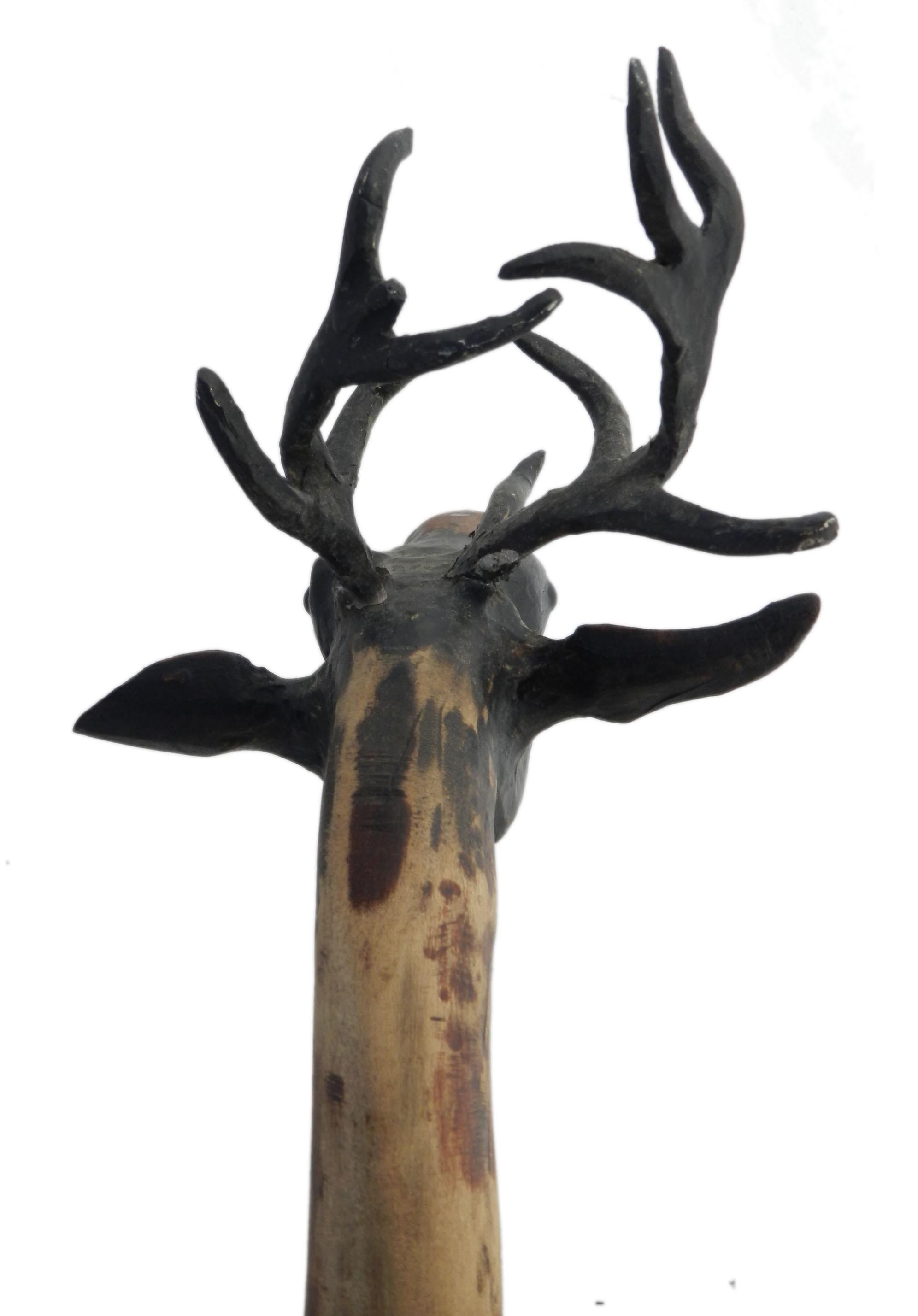 20th Century Folk Art Moose Head Walking Stick English Midcentury For Sale