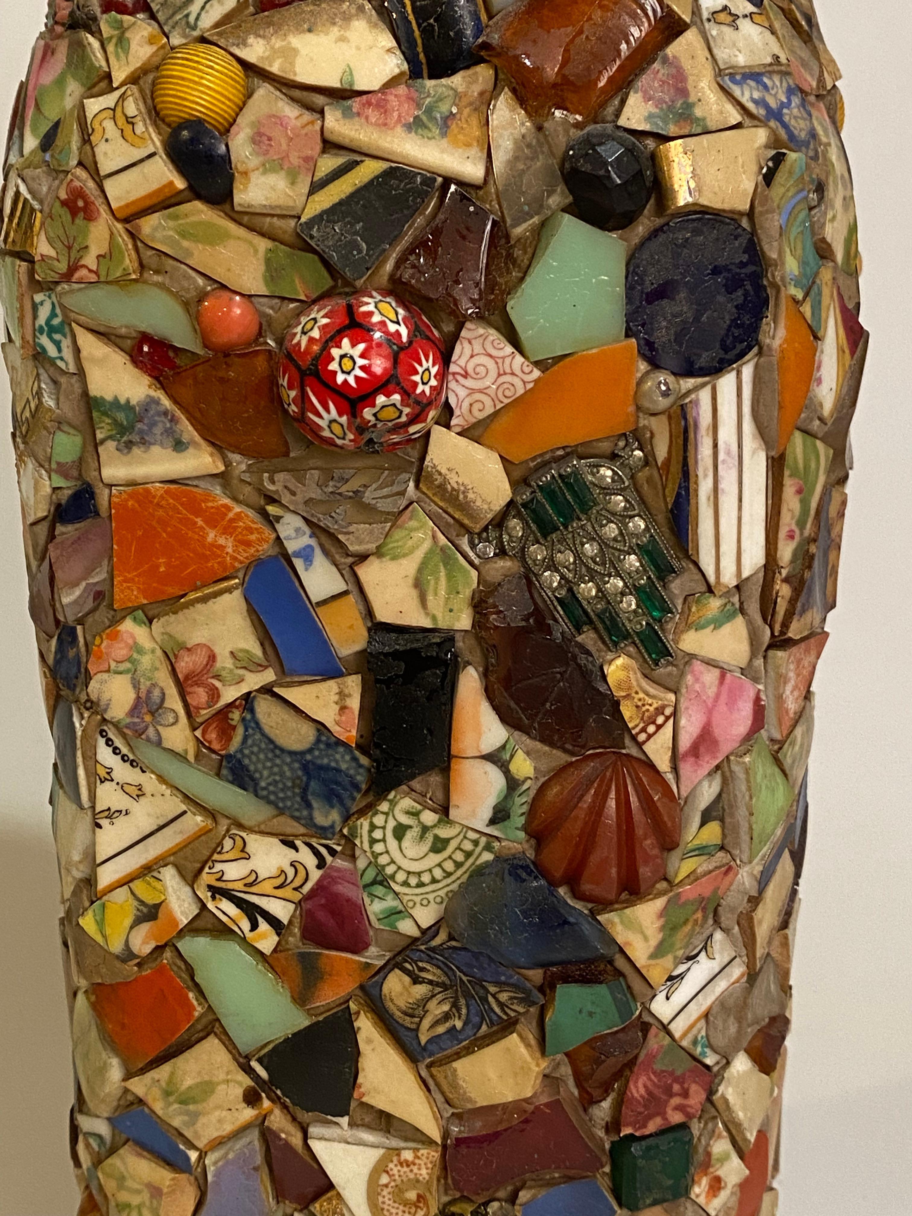 Mid-20th Century Folk Art Mosaic Bottle For Sale