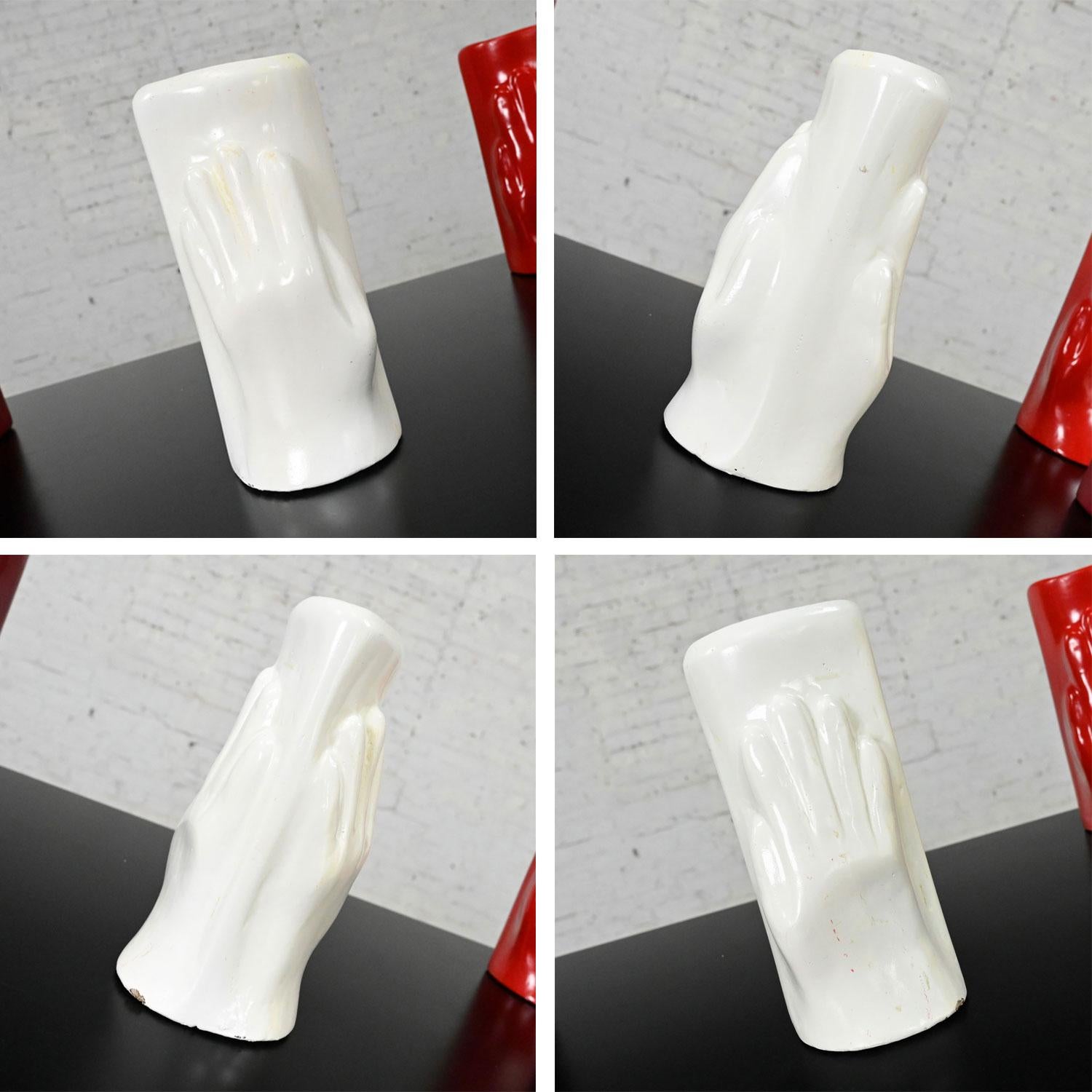 Folk Art Multi Color Molded Plastic or Acrylic Hand Vases Set of 7 For Sale 7