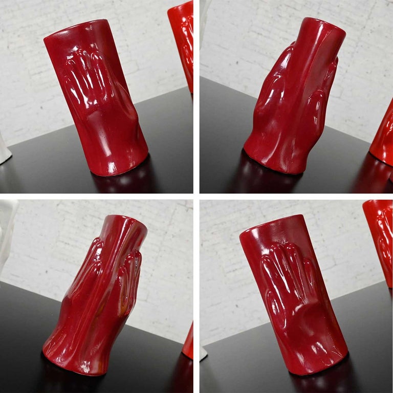 Folk Art Multi Color Molded Plastic or Acrylic Hand Vases Set of 7 For Sale 8