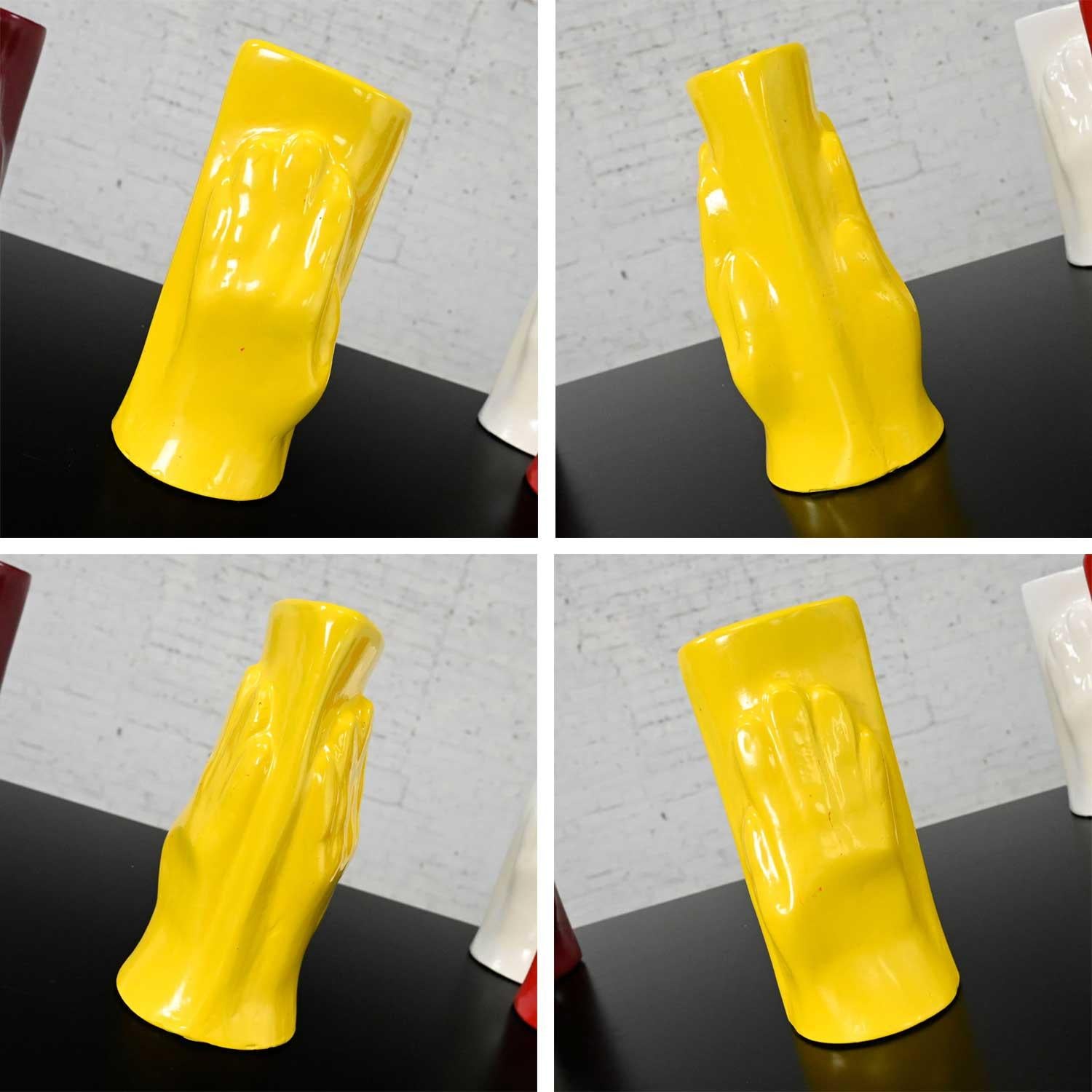 Folk Art Multi Color Molded Plastic or Acrylic Hand Vases Set of 7 For Sale 2