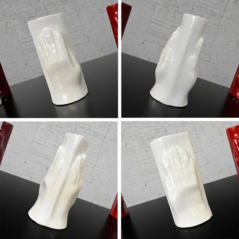 Folk Art Multi Color Molded Plastic or Acrylic Hand Vases Set of 7 For Sale 5