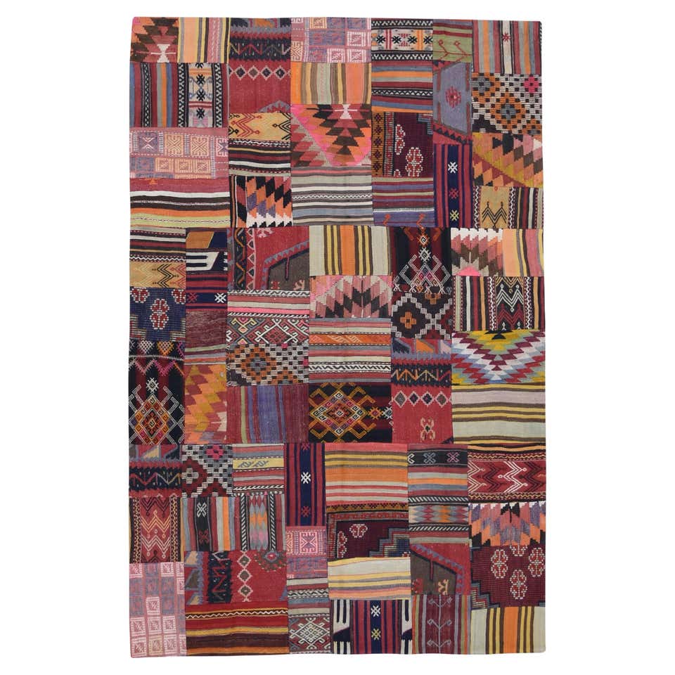 Modern Multi-Colored Tulu PatchWork Wool Rug 5'8''x8'9'' For Sale at ...