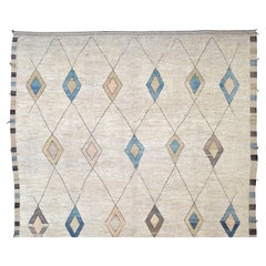 Tapis d'art populaire tribal multicolore à motif de diamants 17'3''x28'