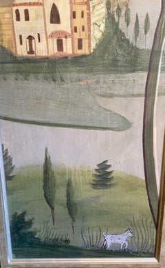 Folk Art Mural Landscape Painting by David Wiggins, circa 1990s