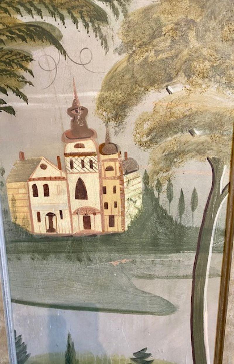 American Folk Art Mural Landscape Painting by David Wiggins, circa 1990s For Sale