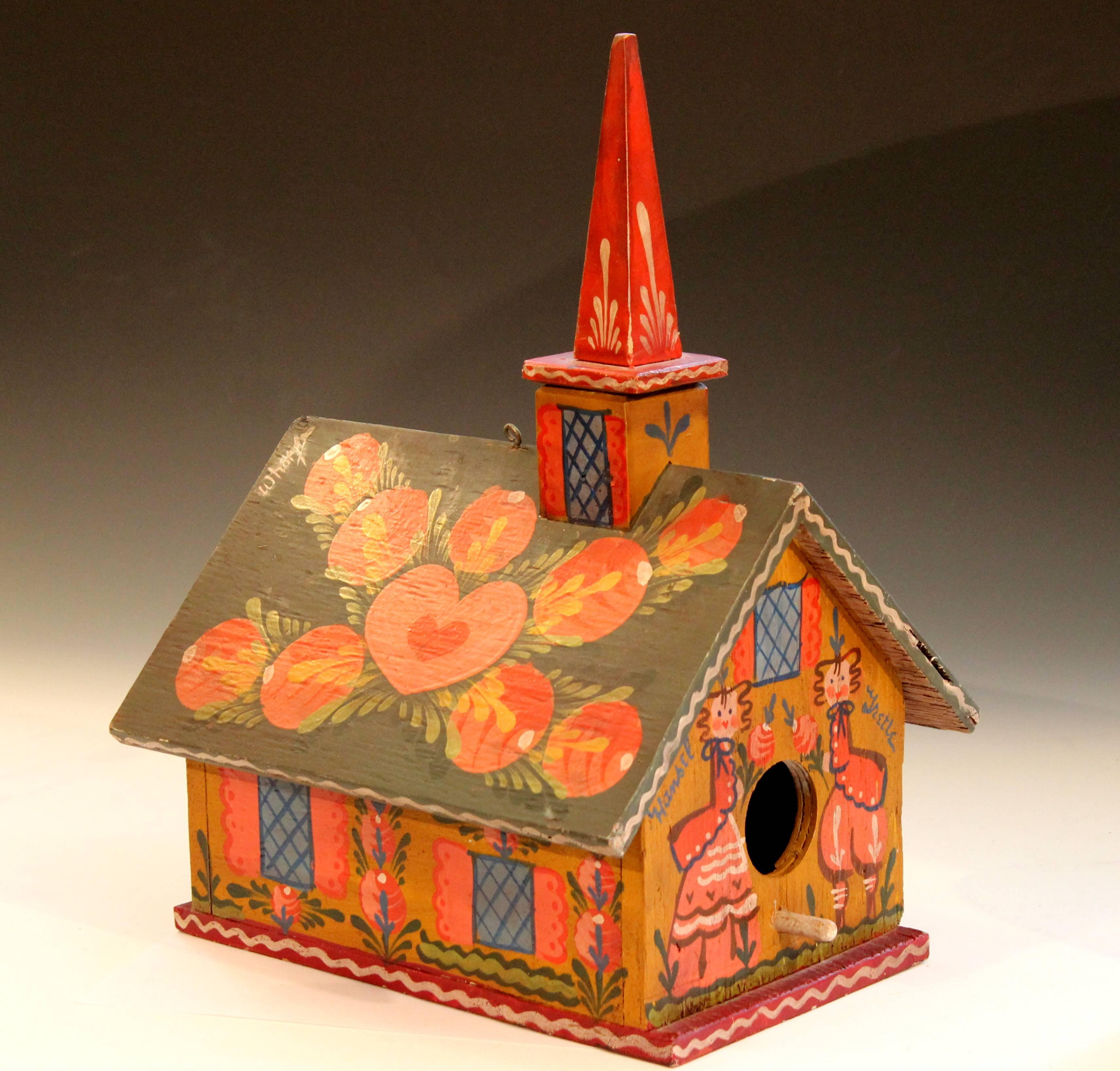 Folk Art Nancy Whorf Wood Vintage Bird House Signed Sculpture Painted Peter Hunt 3