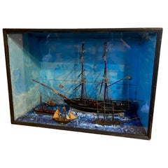 Antique Folk Art Nautical Shadowbox, circa 1900