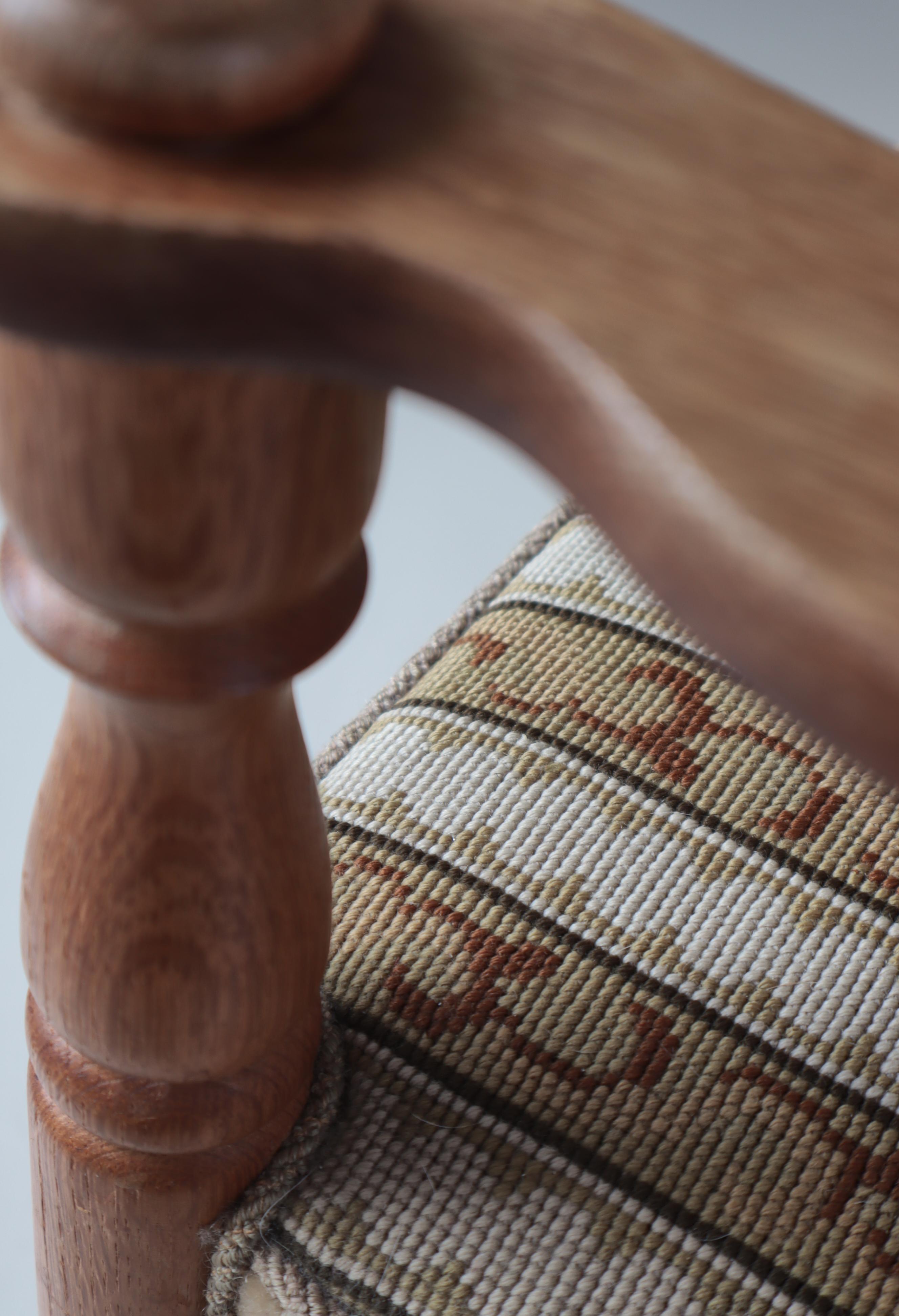 Folk Art Oakwood Rocking Chair by Cabinetmaker Hans Dau, Denmark, 1930s For Sale 9