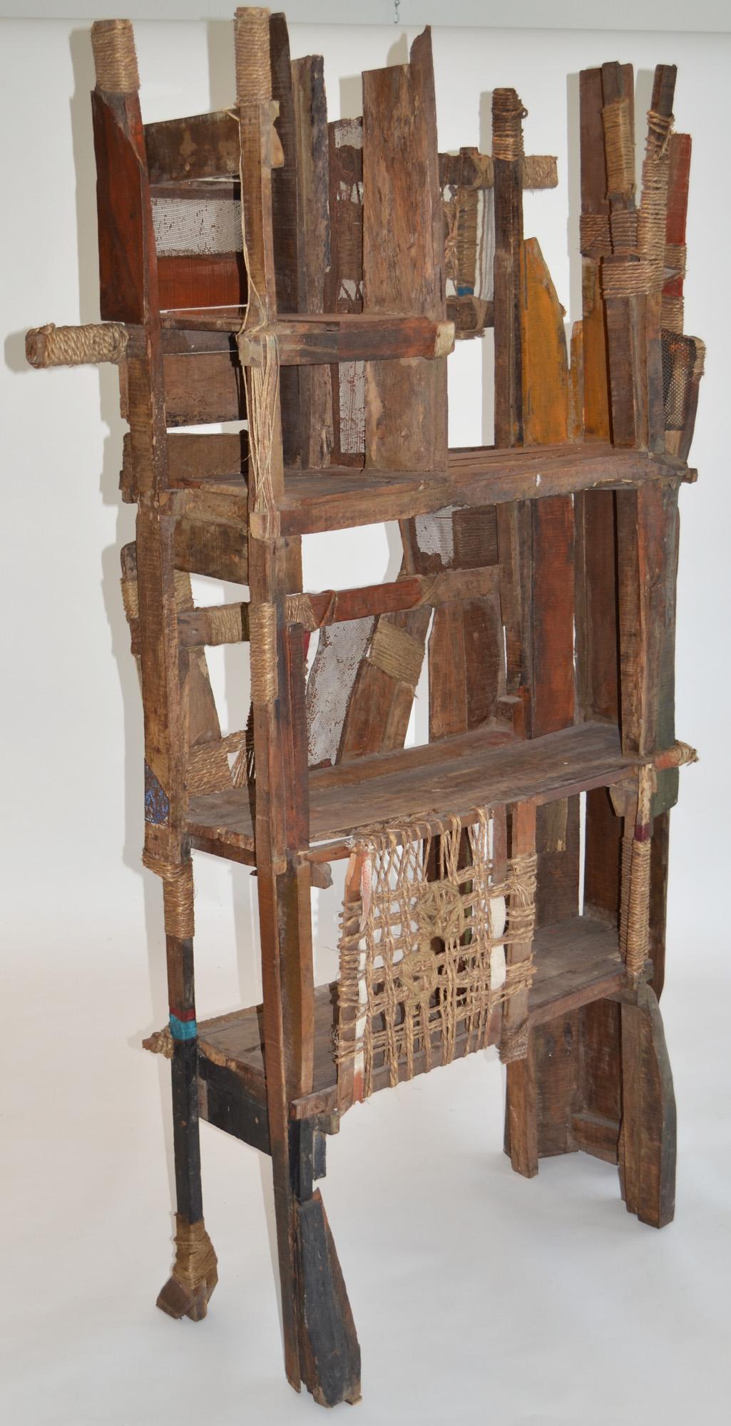 Outsider Screen Room Divider or Book Shelf Studio Modern, Asia, 1990s In Good Condition For Sale In Fort Lauderdale, FL