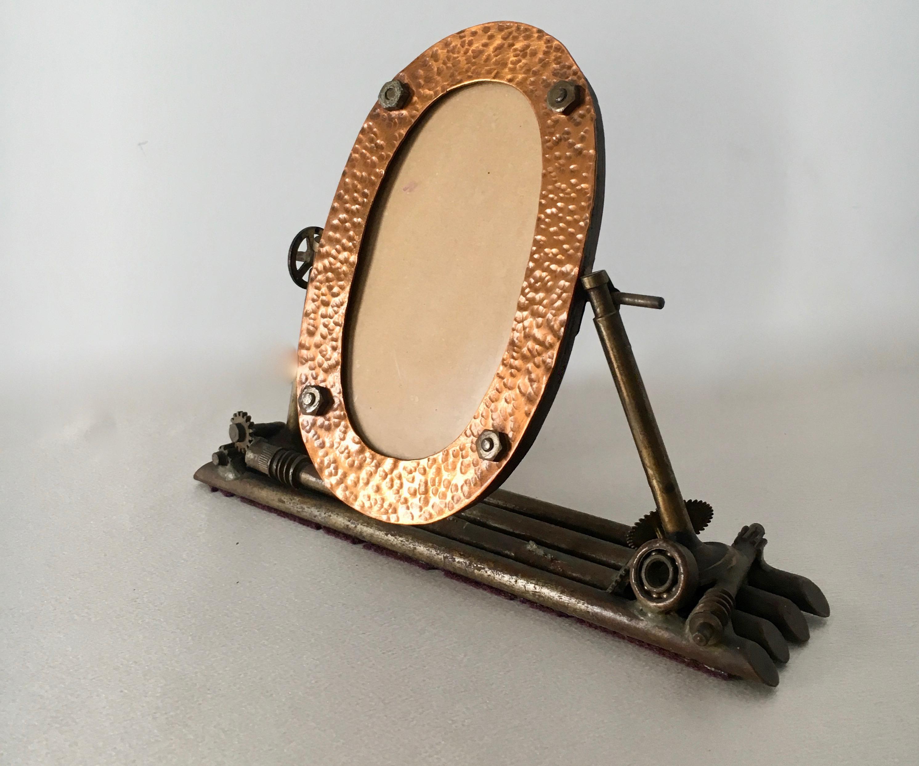 20th Century Folk Art Oval Copper Picture Frame, 1934