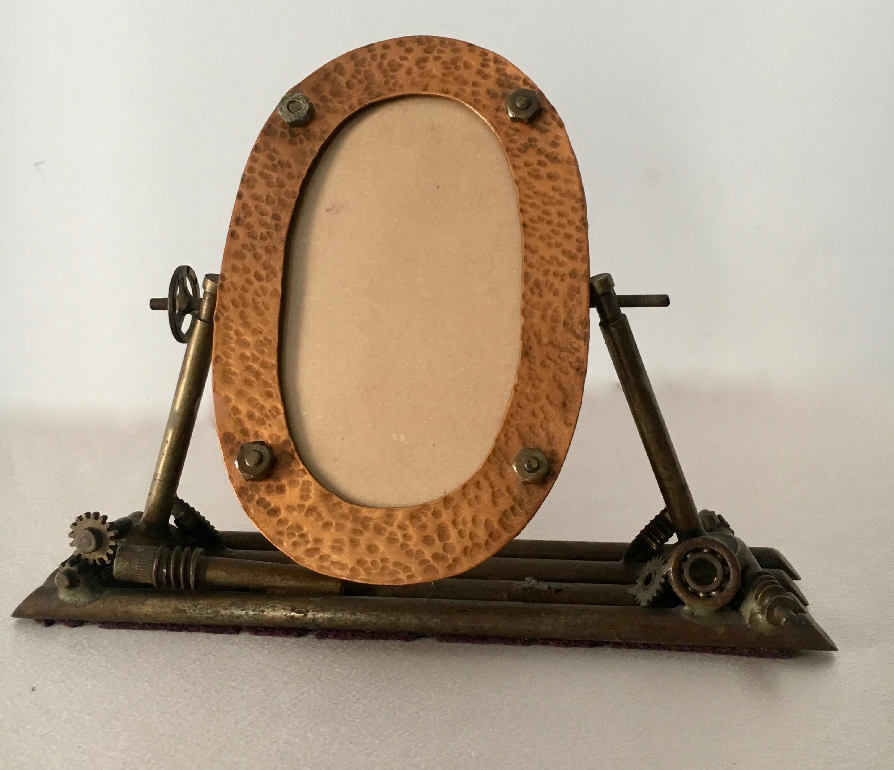 Metal Folk Art Oval Copper Picture Frame, 1934