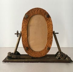 Folk Art Oval Copper Picture Frame, 1934
