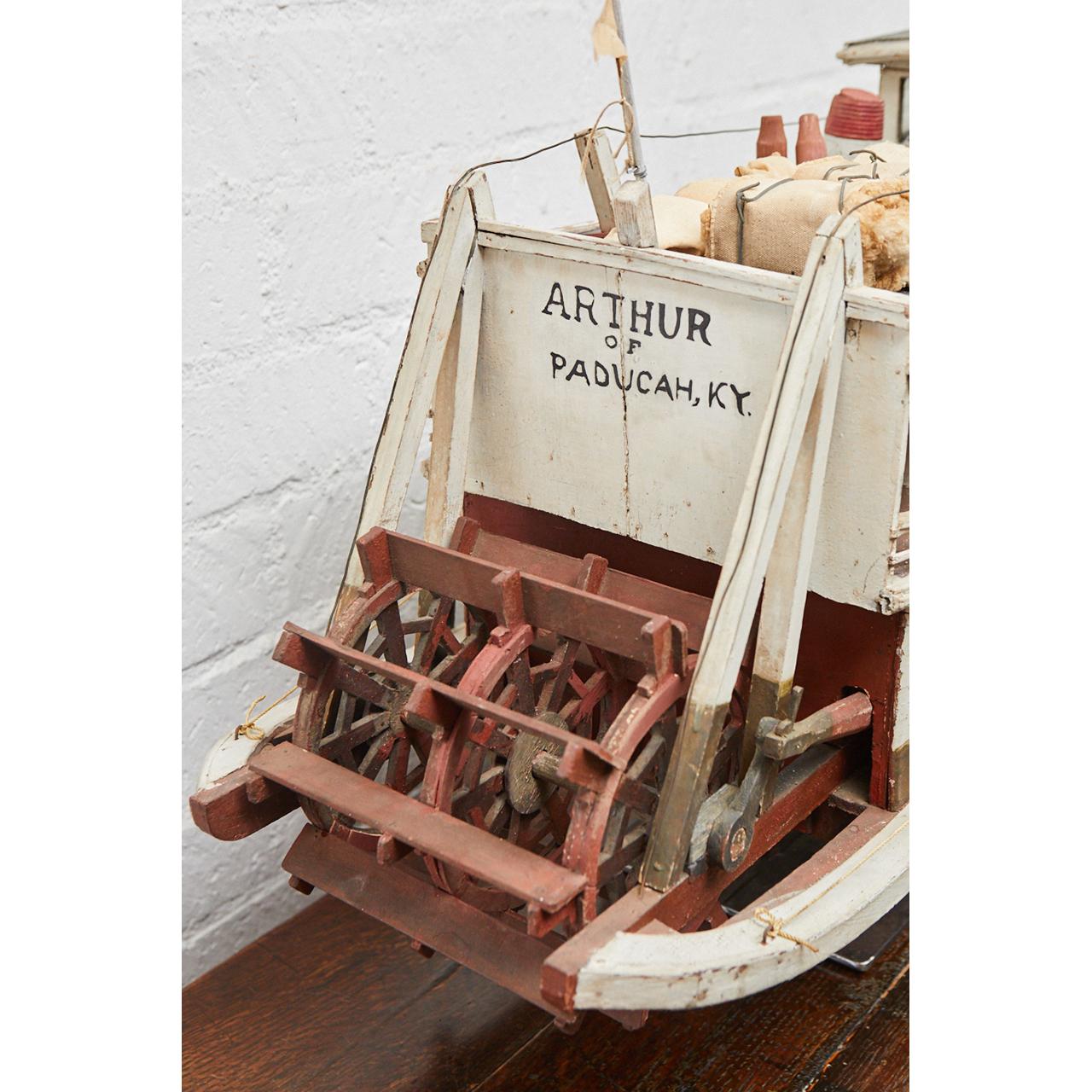 Metal Folk Art Paddle Boat 'Arthur' of Paducah, KY For Sale