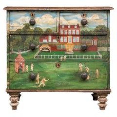 Folk Art Painted Antique Chest of Drawers