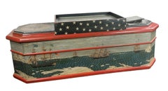 Edwin Nagel Folk Art Painted Casket Coffee Table New England Maritime Motif