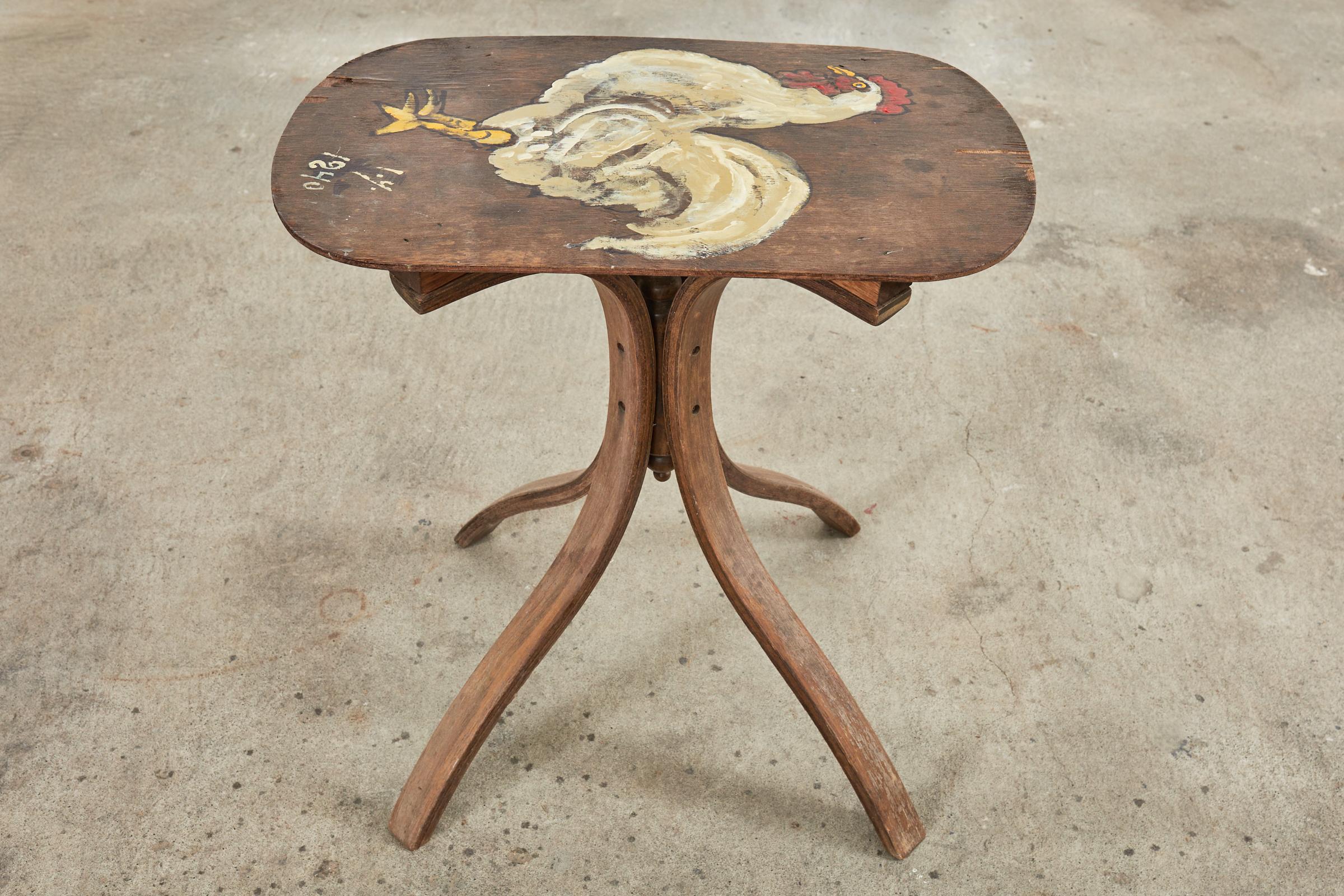 Folk Art Painted Chicken Drinks Table by Ira Yeager For Sale 9