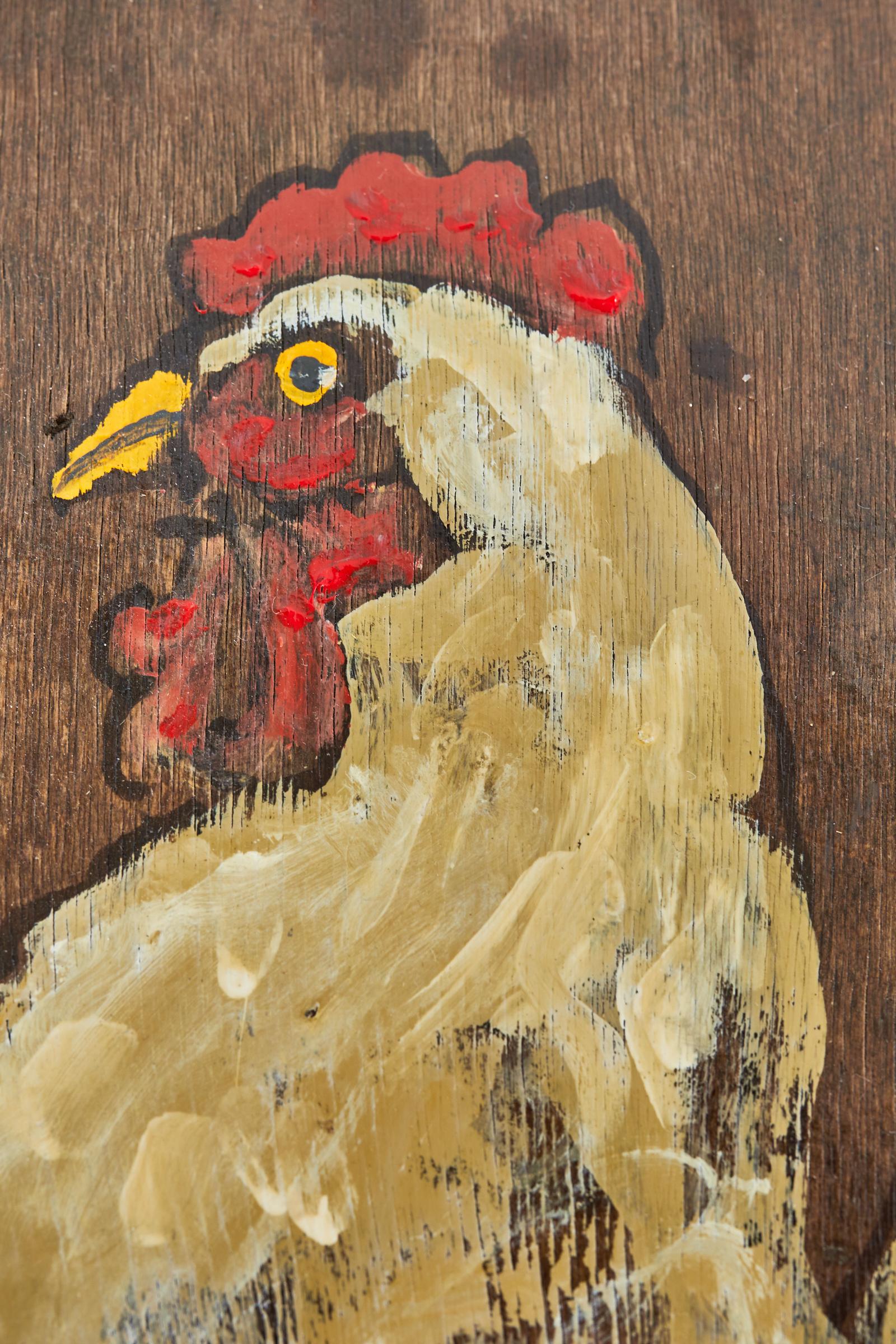 Américain Table à boissons en forme de poulet peinte en style Folk Art par Ira Yeager en vente