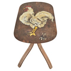 Vintage Folk Art Painted Chicken Drinks Table by Ira Yeager