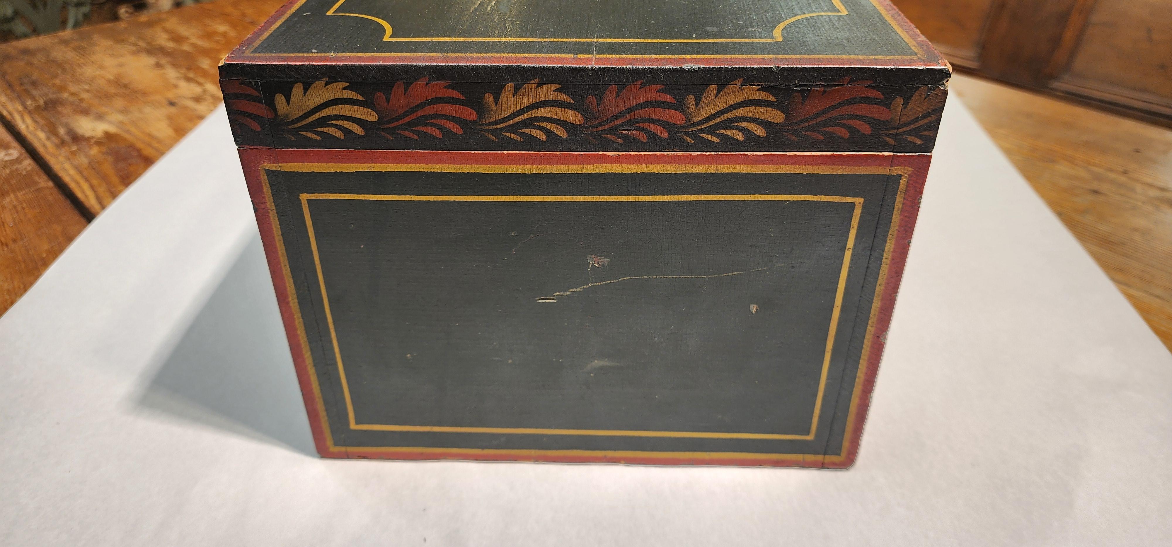 Caja de documentos pintada al estilo folclórico Siglo XIX Americano siglo XIX en venta