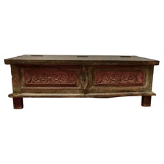 Used Folk Art Painted Storage Chest, Coffee Table